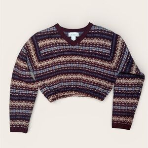 RARE Vintage Croft & Barrow 100% Wool Cropped Fair Isle Sweater – Size S